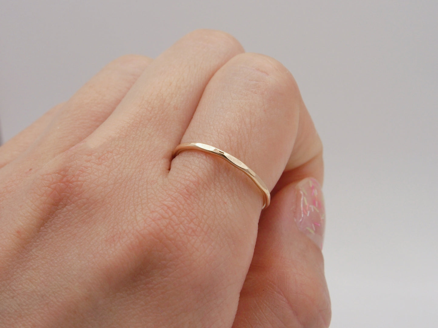 14K Gold Filled Dainty Hammered Stacking Ring