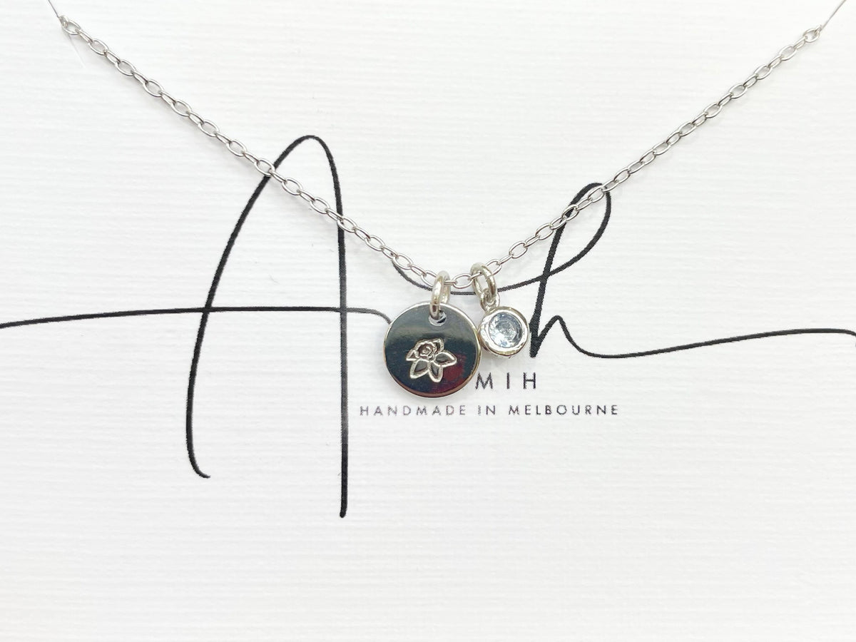 Silver Customizable Birth Flower & Birthstone Necklace
