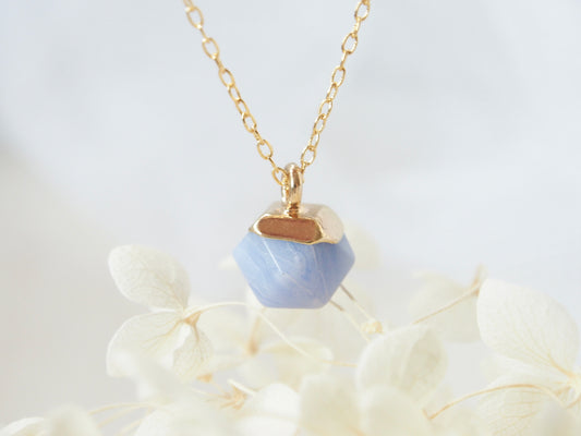 Blue White Jade Stone Charm Necklace