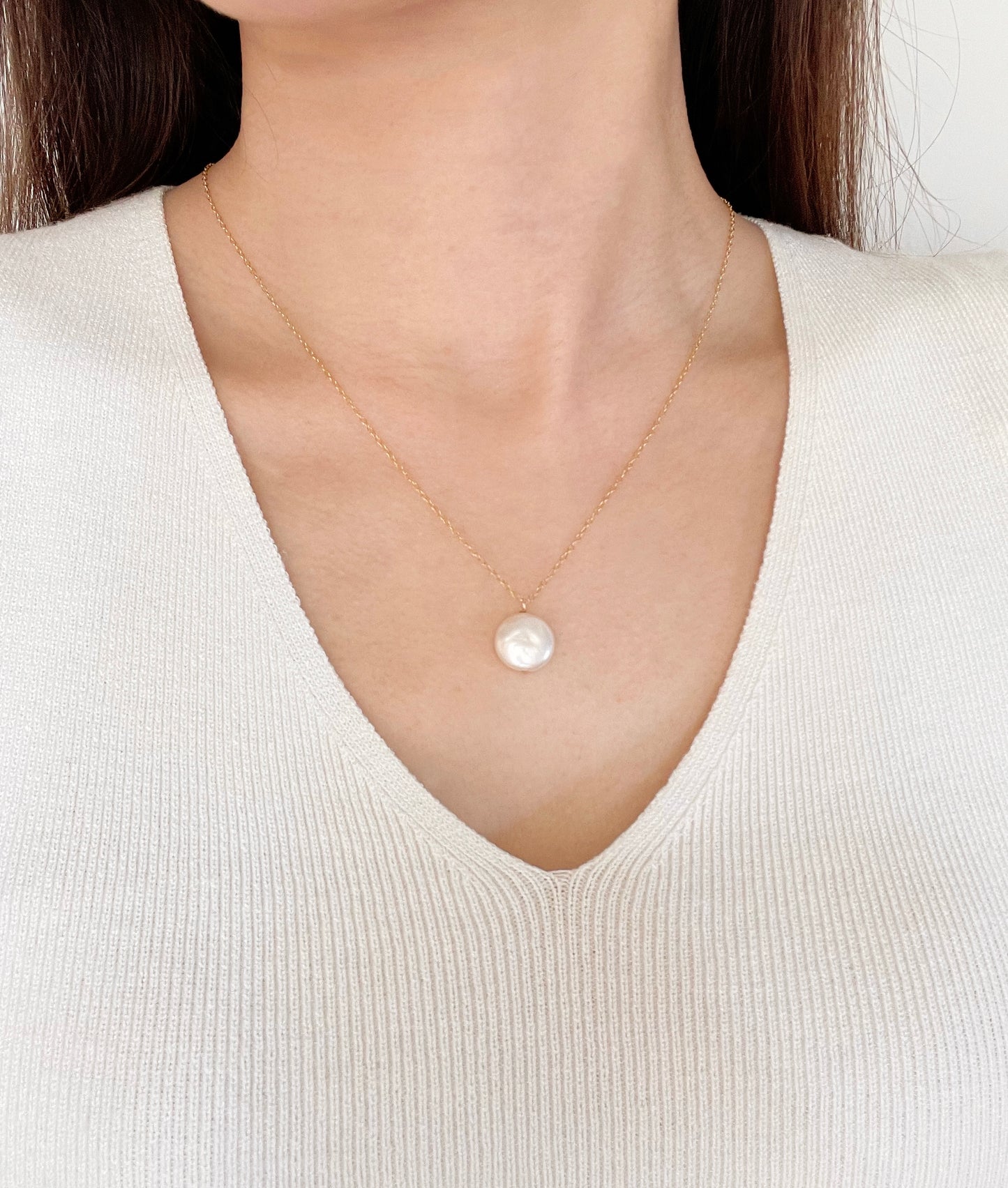 Freshwater Coin Pearl Necklace