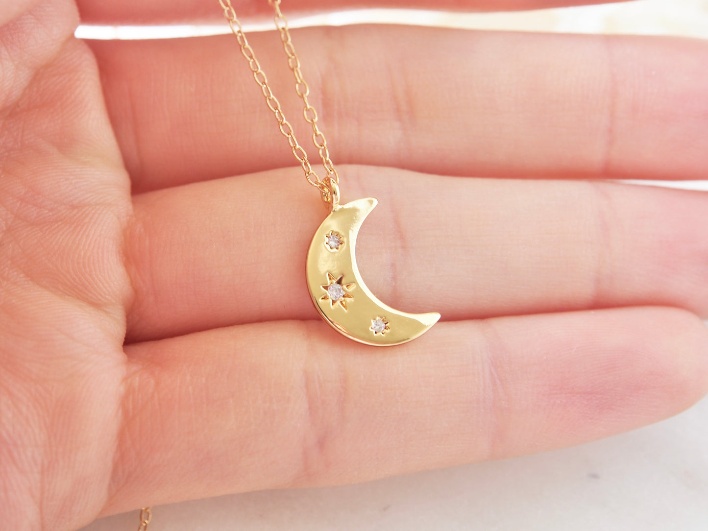 Dainty Moon Charm Necklace