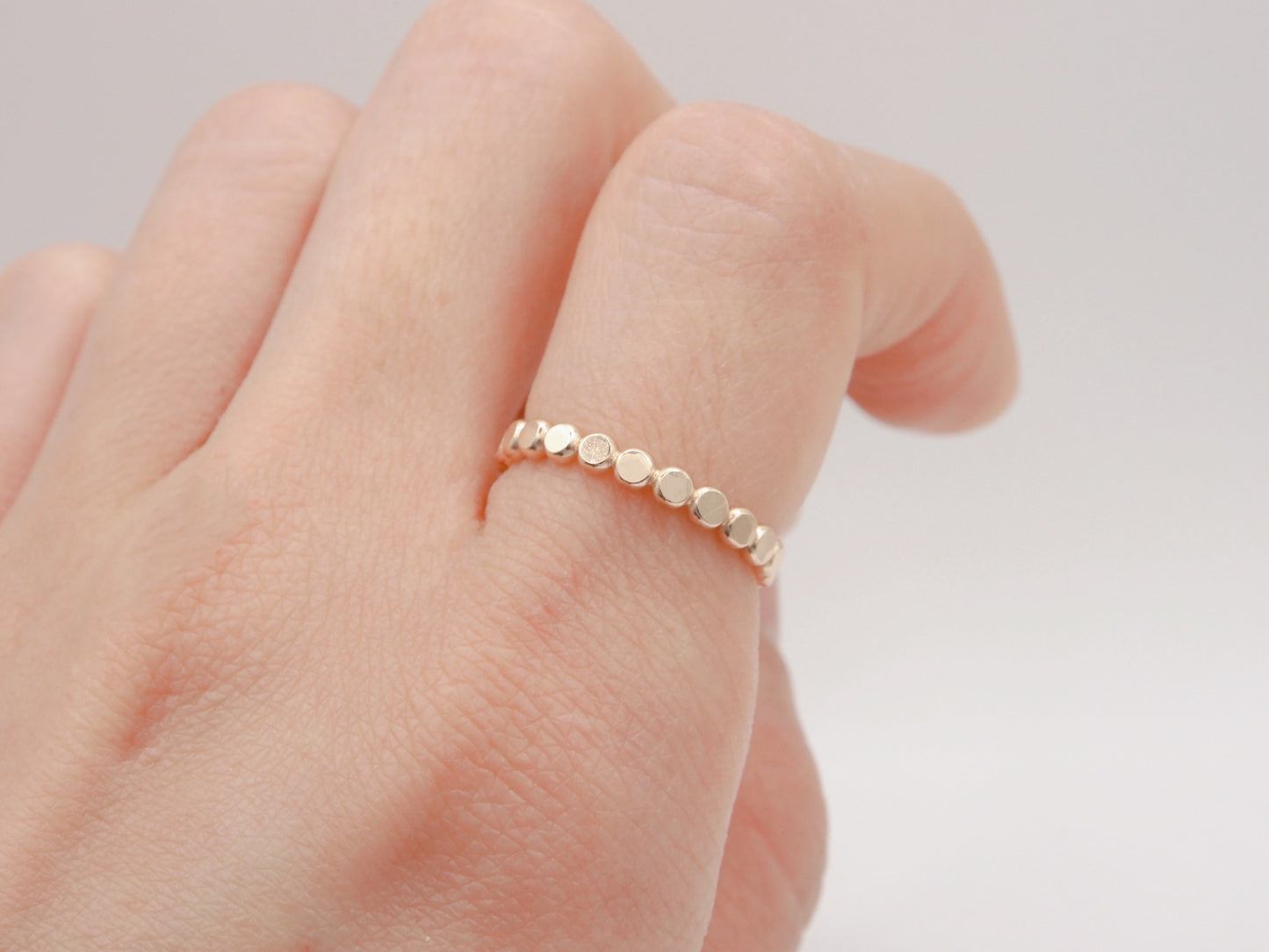 14K Gold Filled Flat Beaded Ring