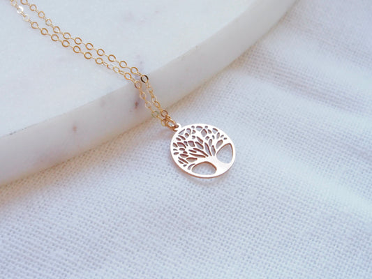 14K Gold Filled Tree Charm Necklace