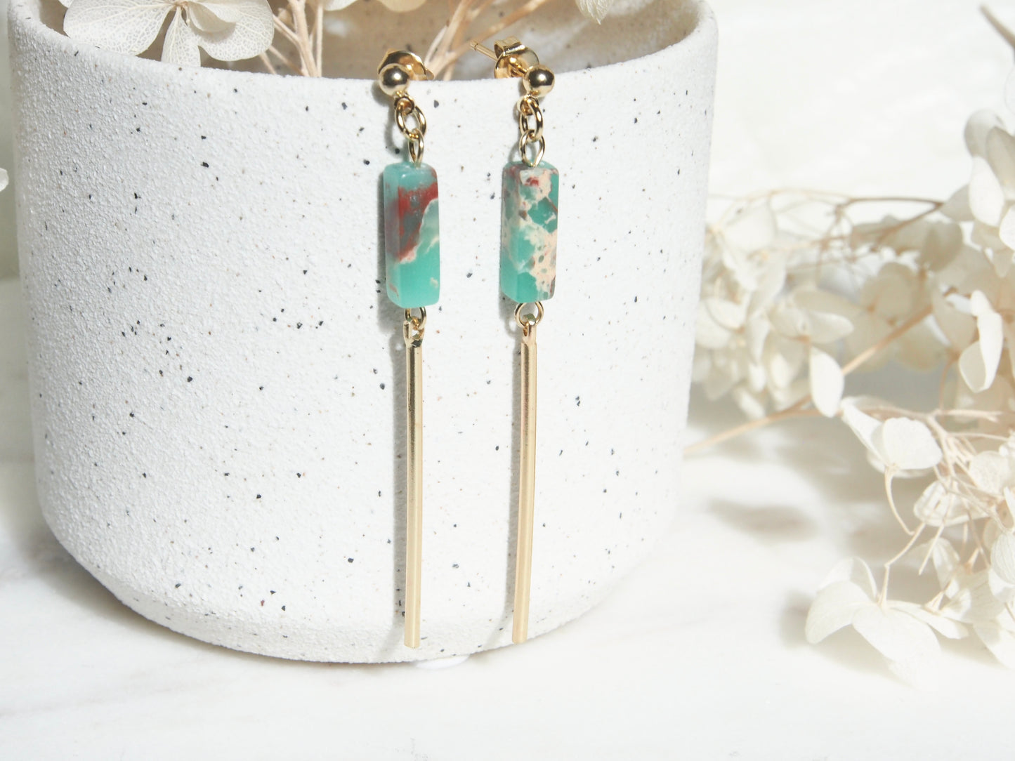 Imperial Jasper Minimal Dangle Earrings