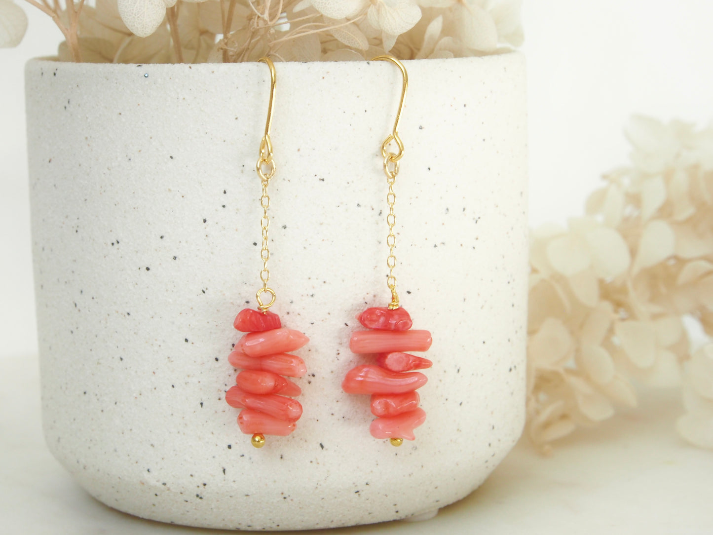 Celine Coral Dangle Earrings