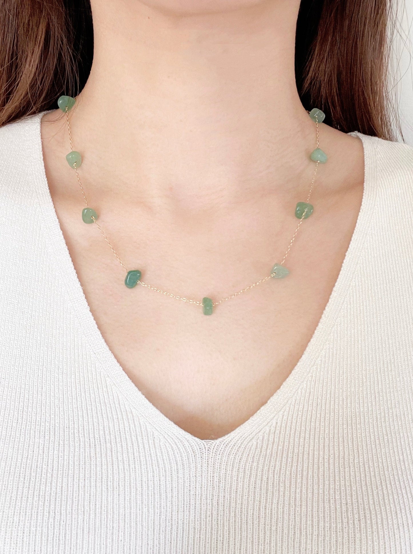 Green Jade Full Stone Necklace
