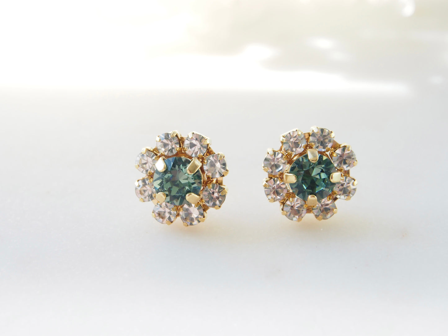 Zara Erinite Green Crystal Flower Earrings