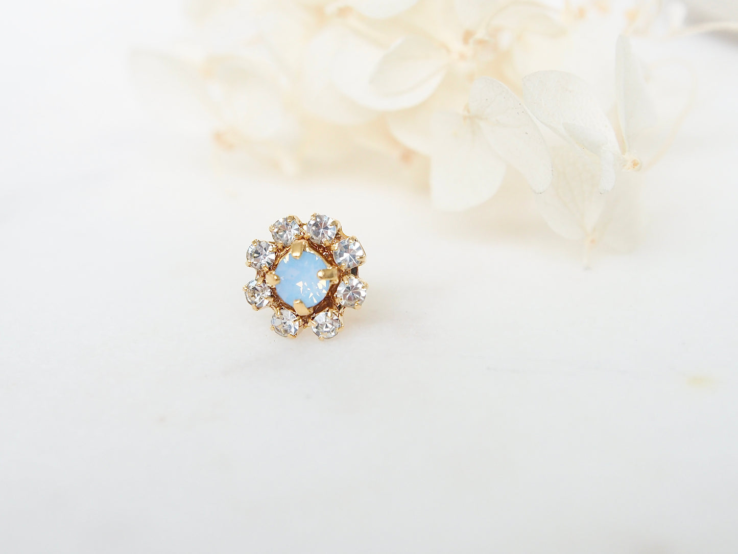 June Opal Blue Swarovski Crystal Flower