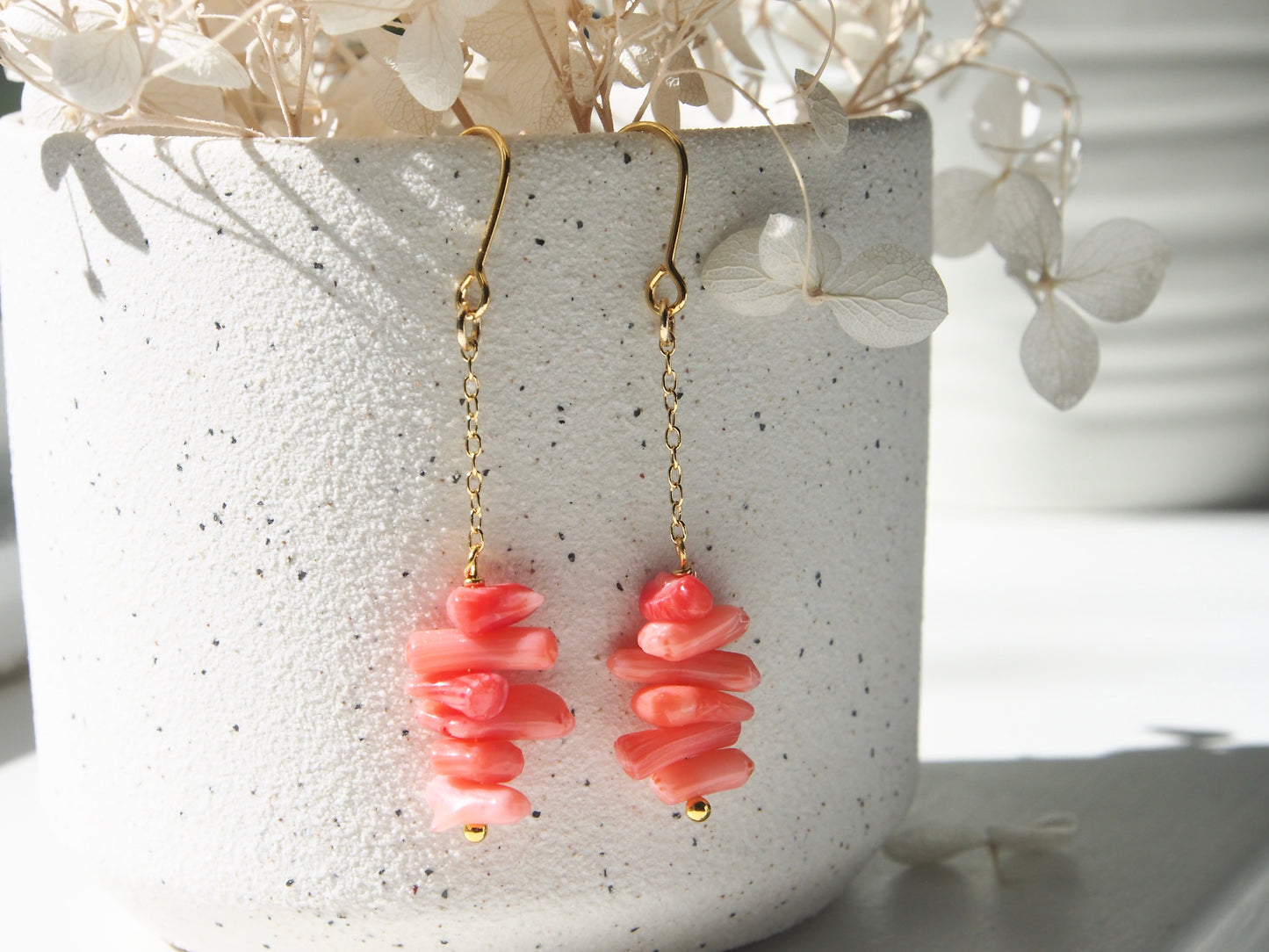 Celine Coral Dangle Earrings