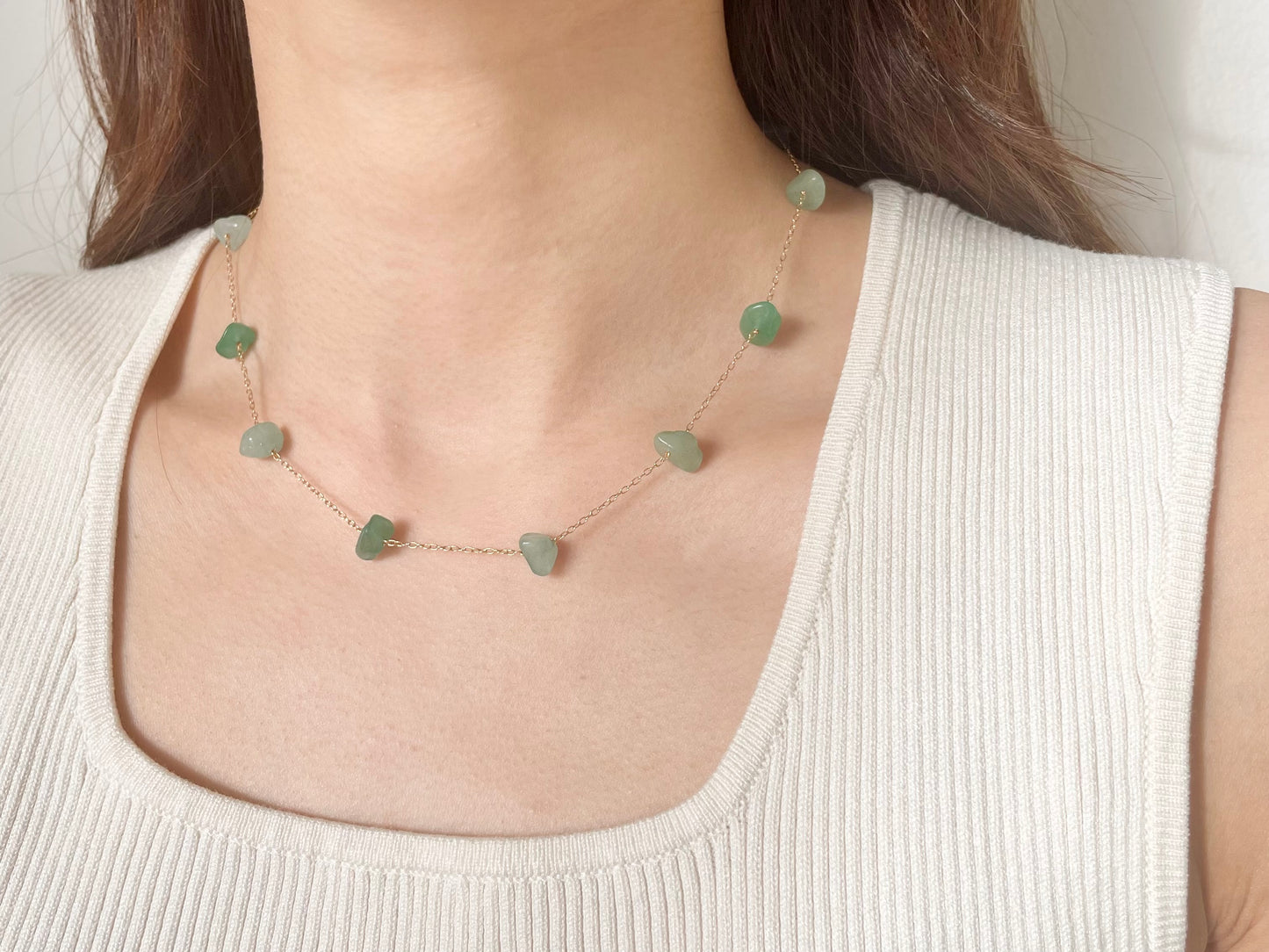 Green Jade Full Stone Necklace