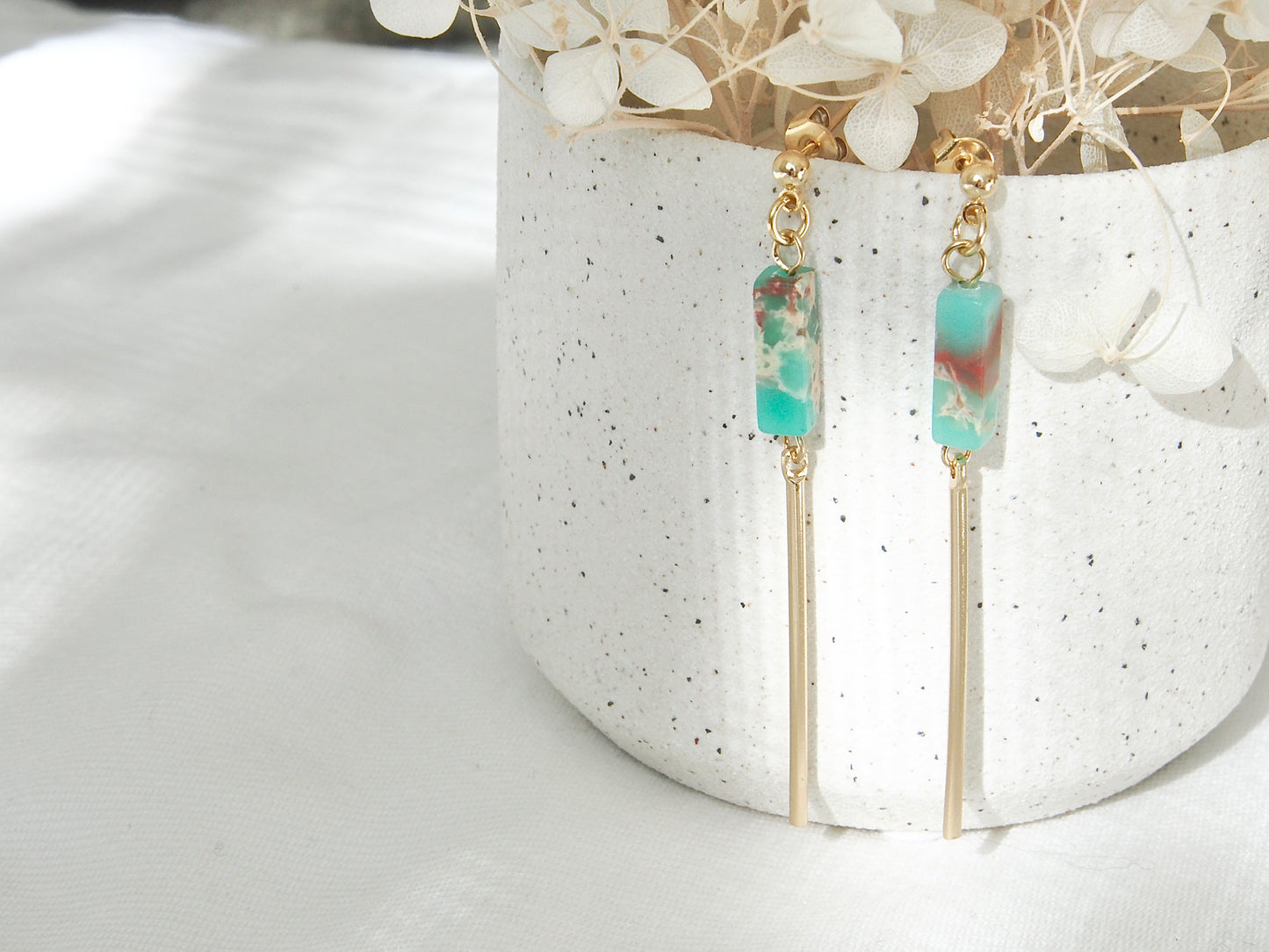 Imperial Jasper Minimal Dangle Earrings