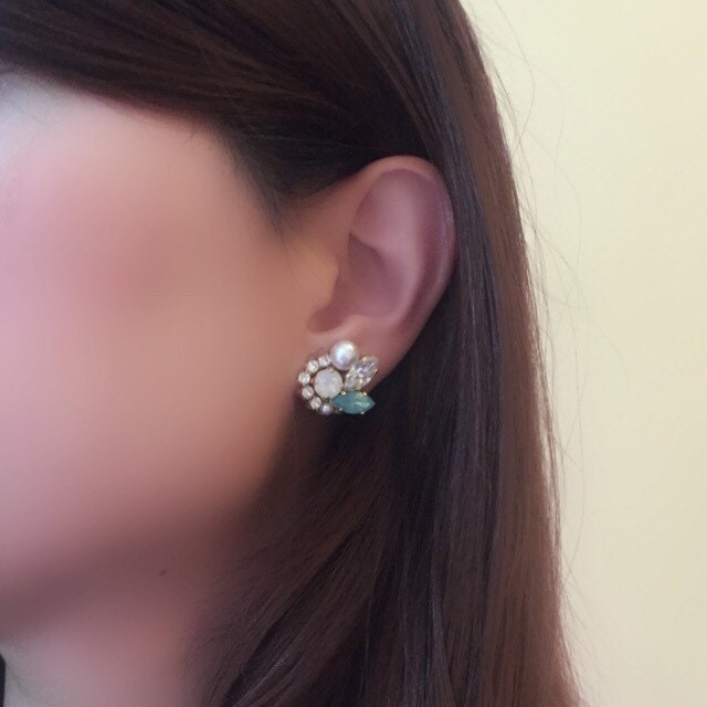 Holly Green Opal Swarovski Earrings