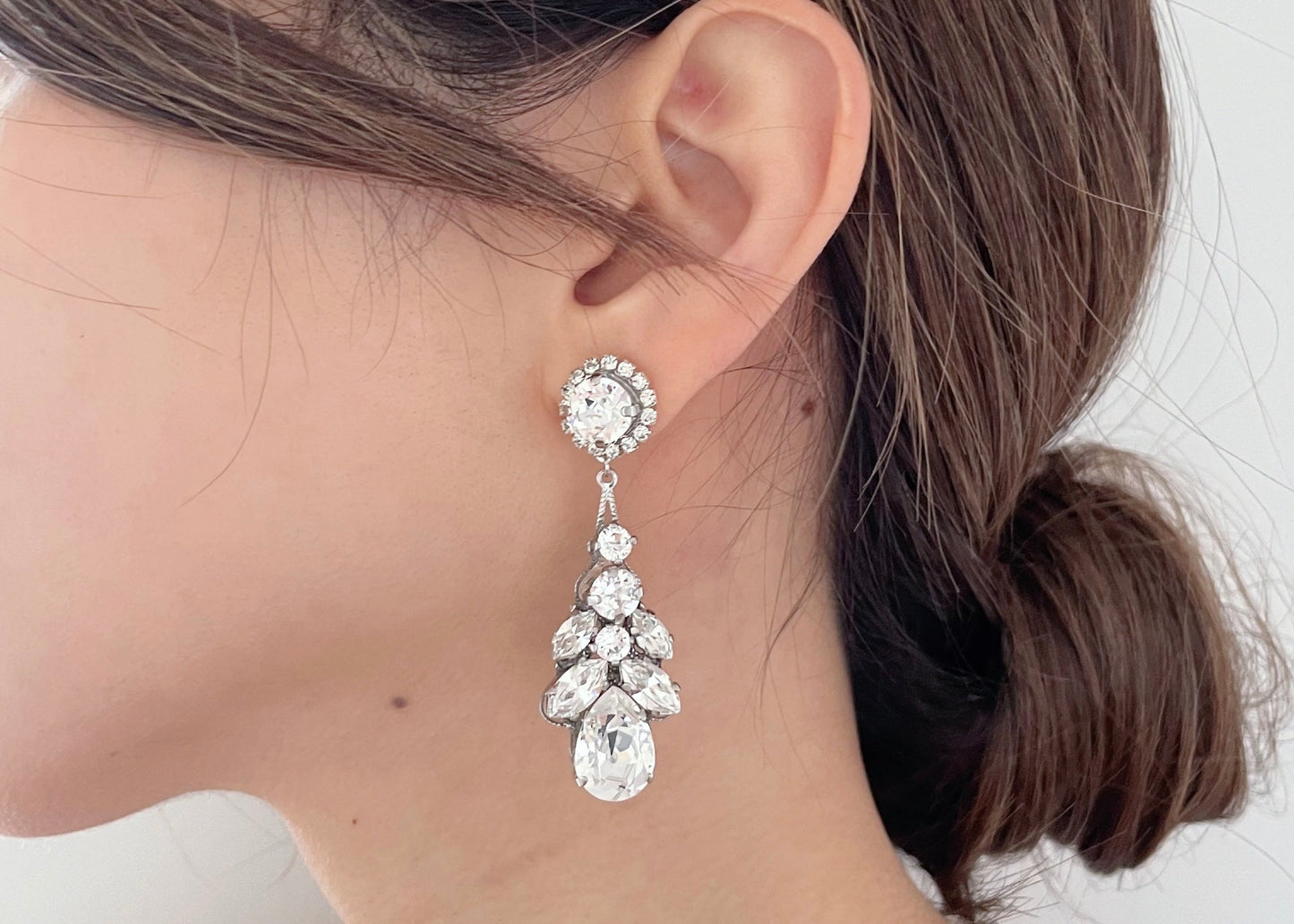 Michelle Gold Dangle Crystal Earrings