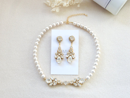 Sawarovski Necklace Bridal Jewellery Gold