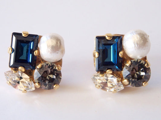 Chelsea Blue Square Crystal Earrings
