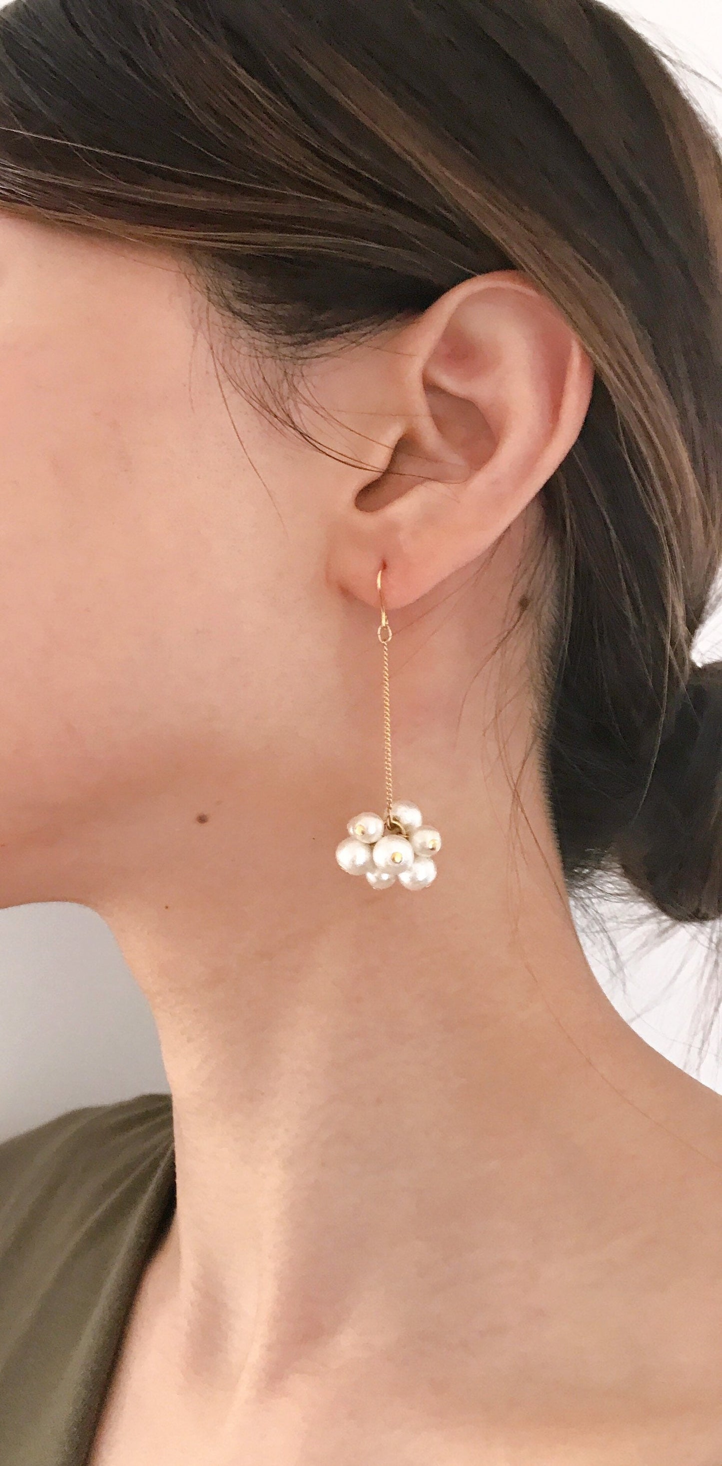 Laura Dangle Pearl Cluster Earrings