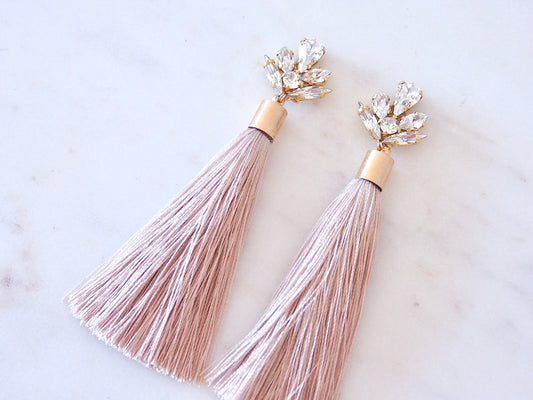 Ashly Pink Tussle Swarovski Earrings