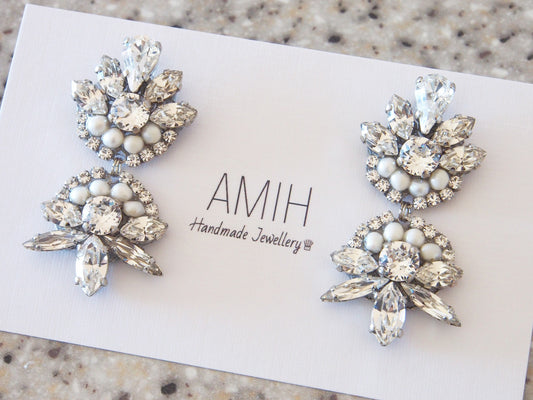 Jasmine Silver Crystal Cluster Earrings