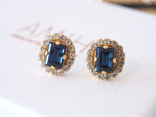 Tiffany Square Blue Swarovski Earrings
