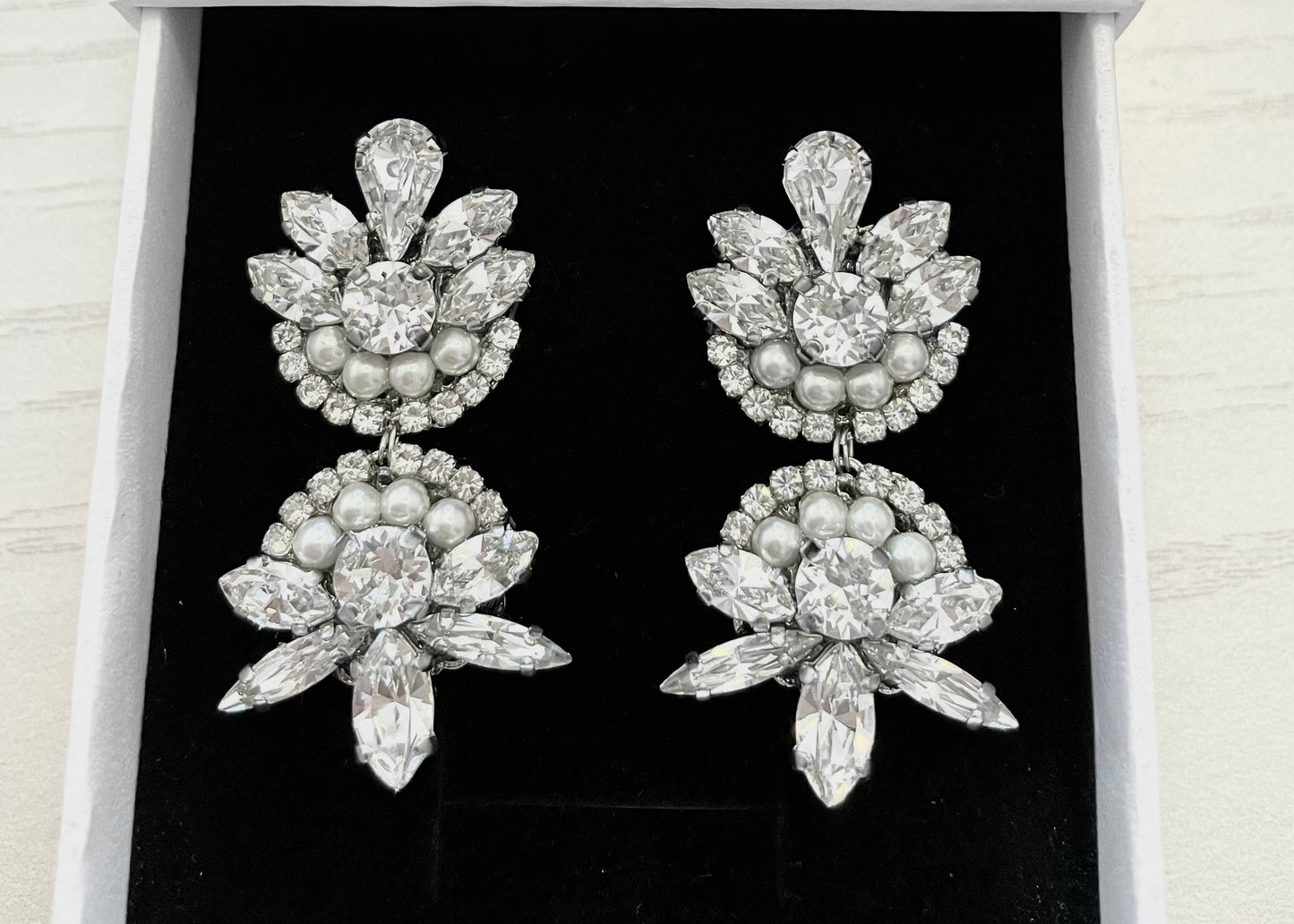 Jasmine Silver Crystal Cluster Earrings