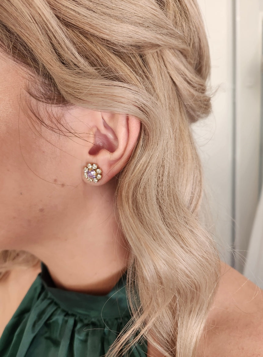 Rachel Lavender Crystal Flower Earrings