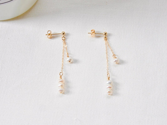 14K Gold Filled Dainty Pearl Earrings