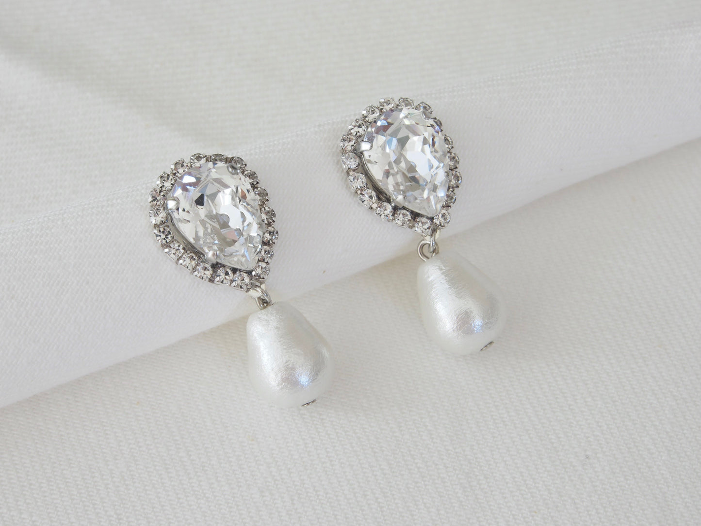 Evelyn Dangle Pearl Swarovski Earrings