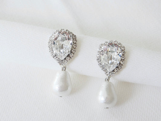 Evelyn Dangle Pearl Swarovski Earrings