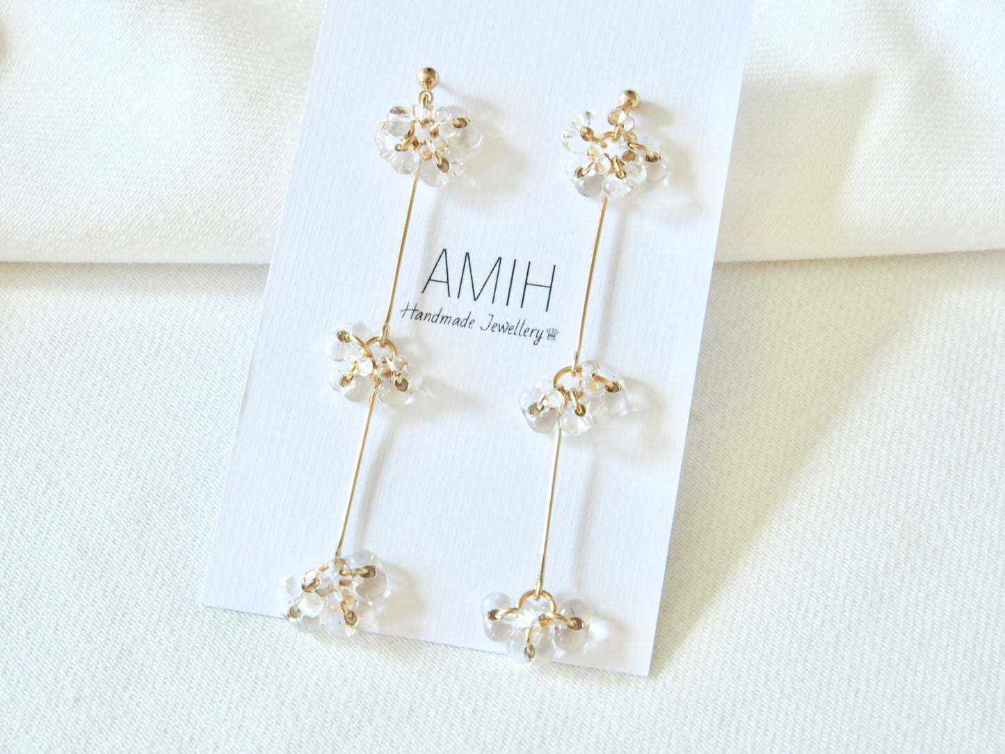 April Crystal Beads Dangle Earrings