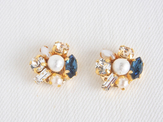 Mariana Blue Swarovski Cluster Earrings